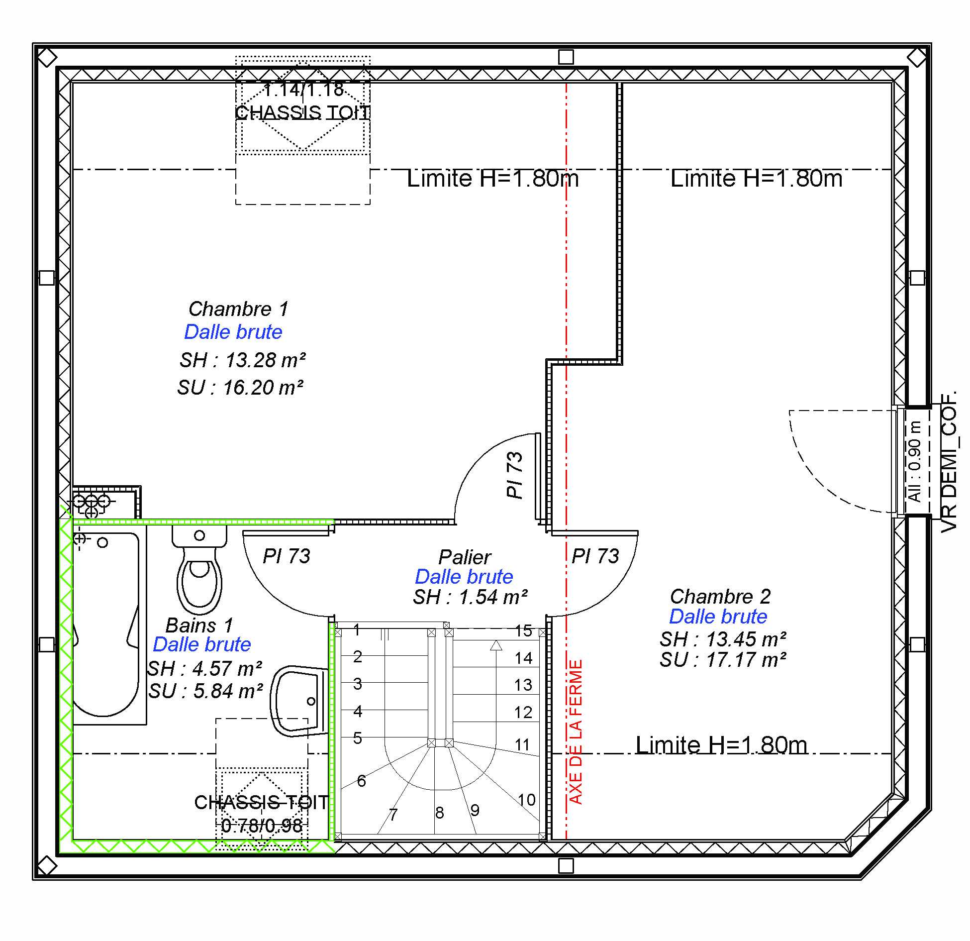 Constructeur maisons individuelles Lisieux-FAMILY-AXCESS 2CH 74 M²- etage