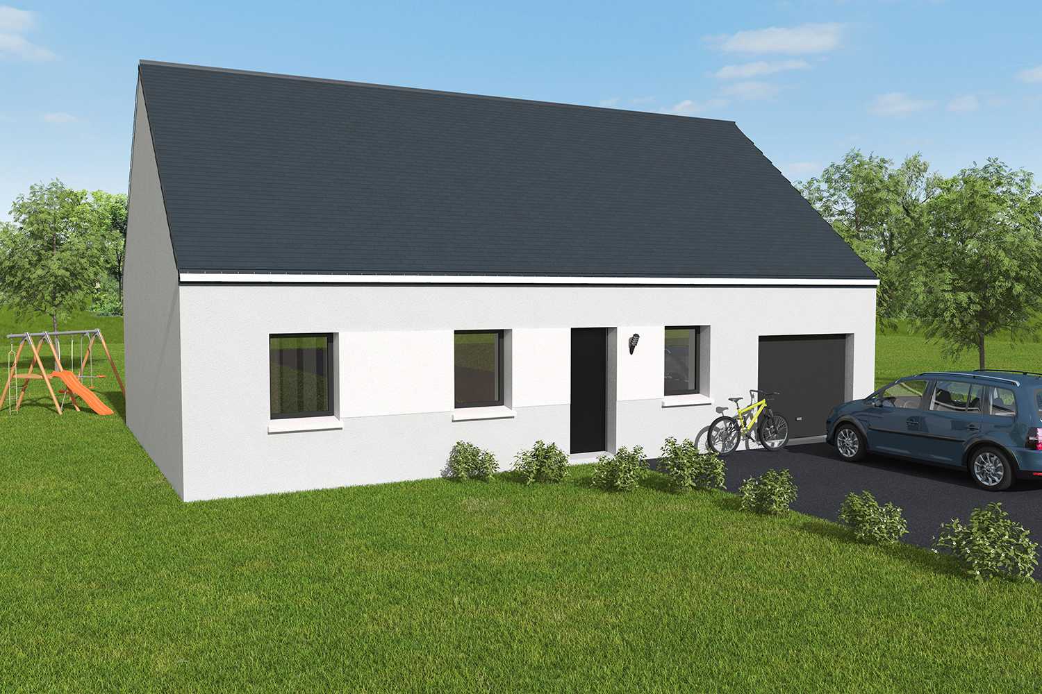 JADE 3CH+G 88 M² P1950 Constructeur maisons individuelles Lisieux-JADE 3CH+G 88 M² P1950